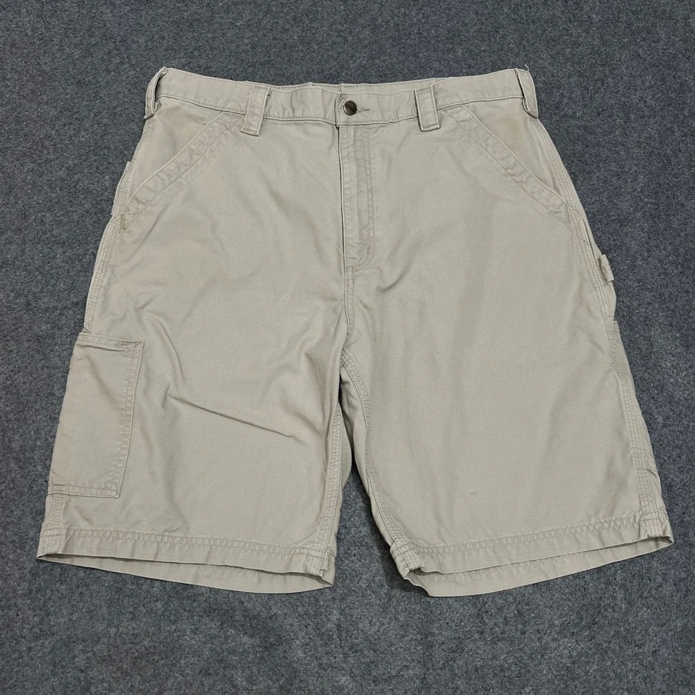 Carhartt B147 Loose Fit Canvas Carpenter Shorts Tan Khaki Men's Size 36 Workwear